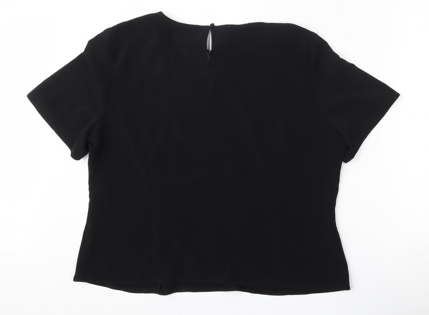 First Avenue Womens Black  Polyester Basic Blouse Size 20 Round Neck