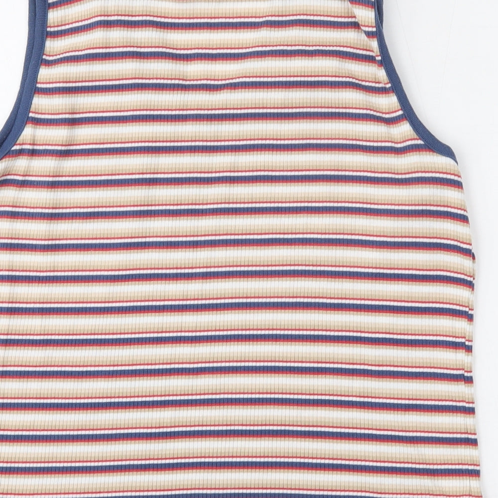 Bonmarche Womens Multicoloured Striped Polyester Jersey Tank Size XL V-Neck