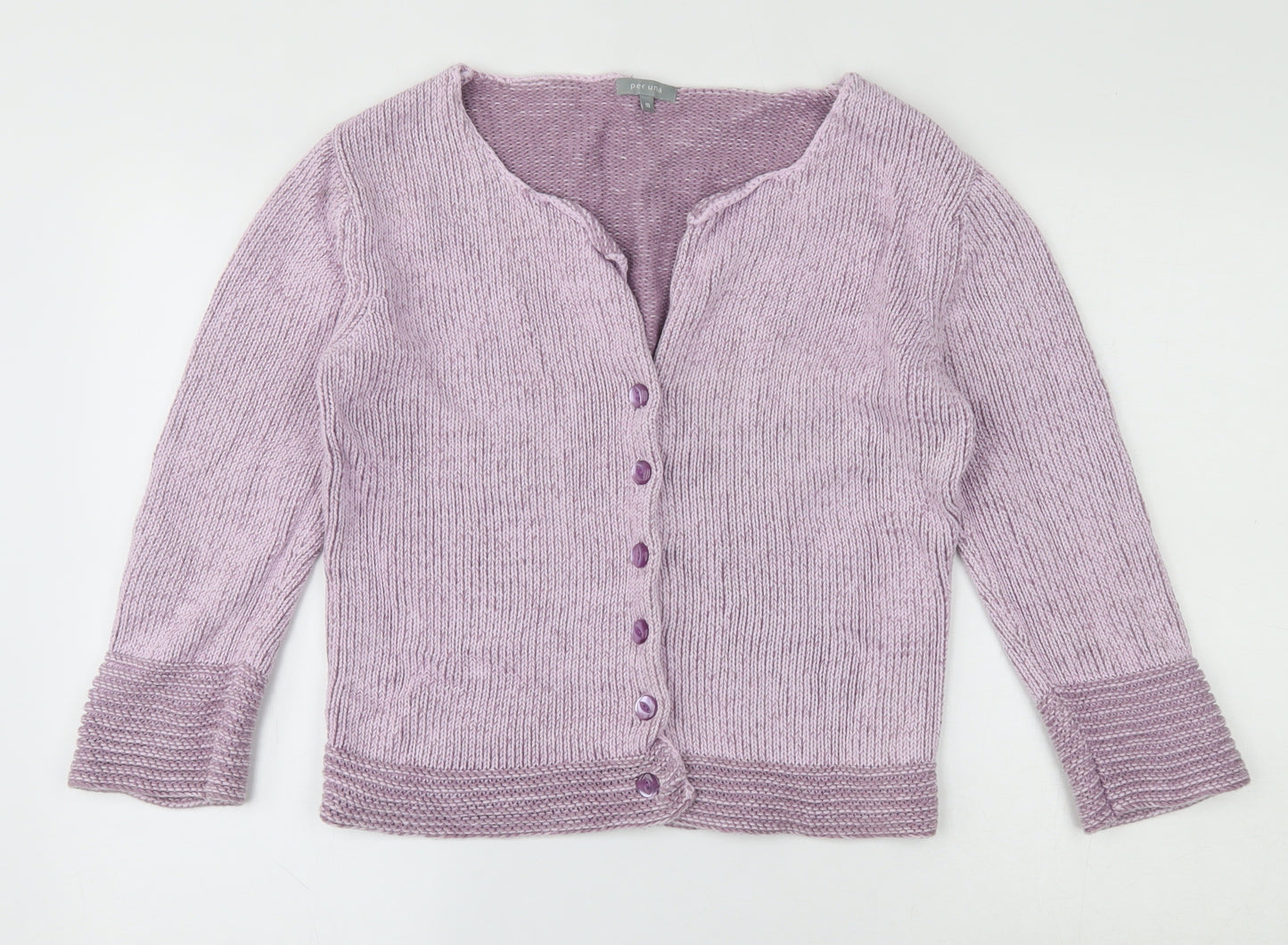 Per Una Womens Purple V-Neck  100% Cotton Cardigan Jumper Size M