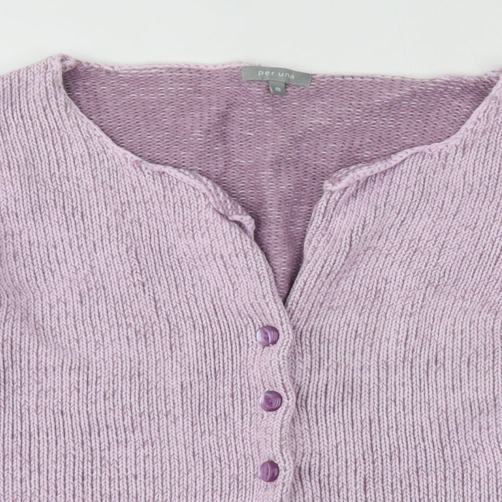 Per Una Womens Purple V-Neck  100% Cotton Cardigan Jumper Size M
