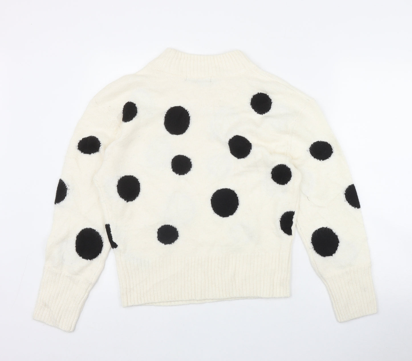 Marks and Spencer Womens Ivory Round Neck Polka Dot Acrylic Pullover Jumper Size S