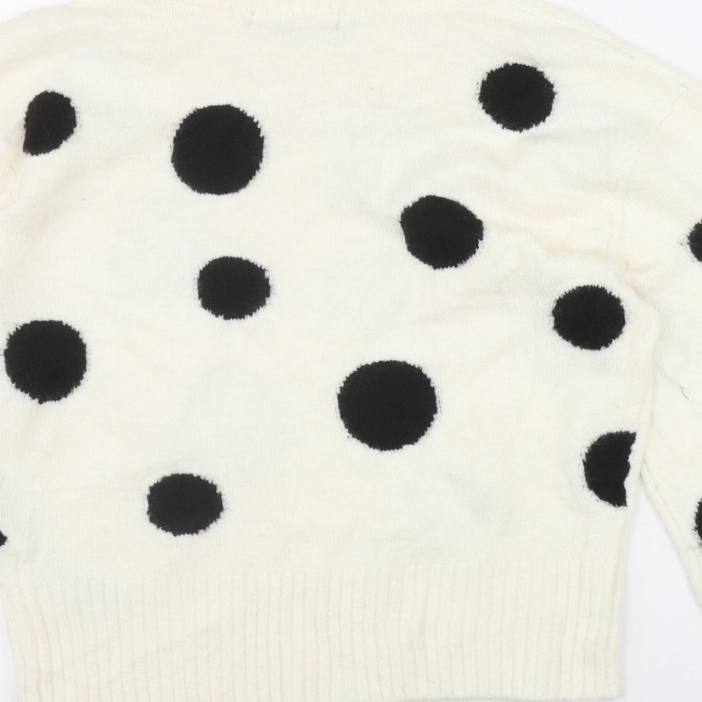 Marks and Spencer Womens Ivory Round Neck Polka Dot Acrylic Pullover Jumper Size S