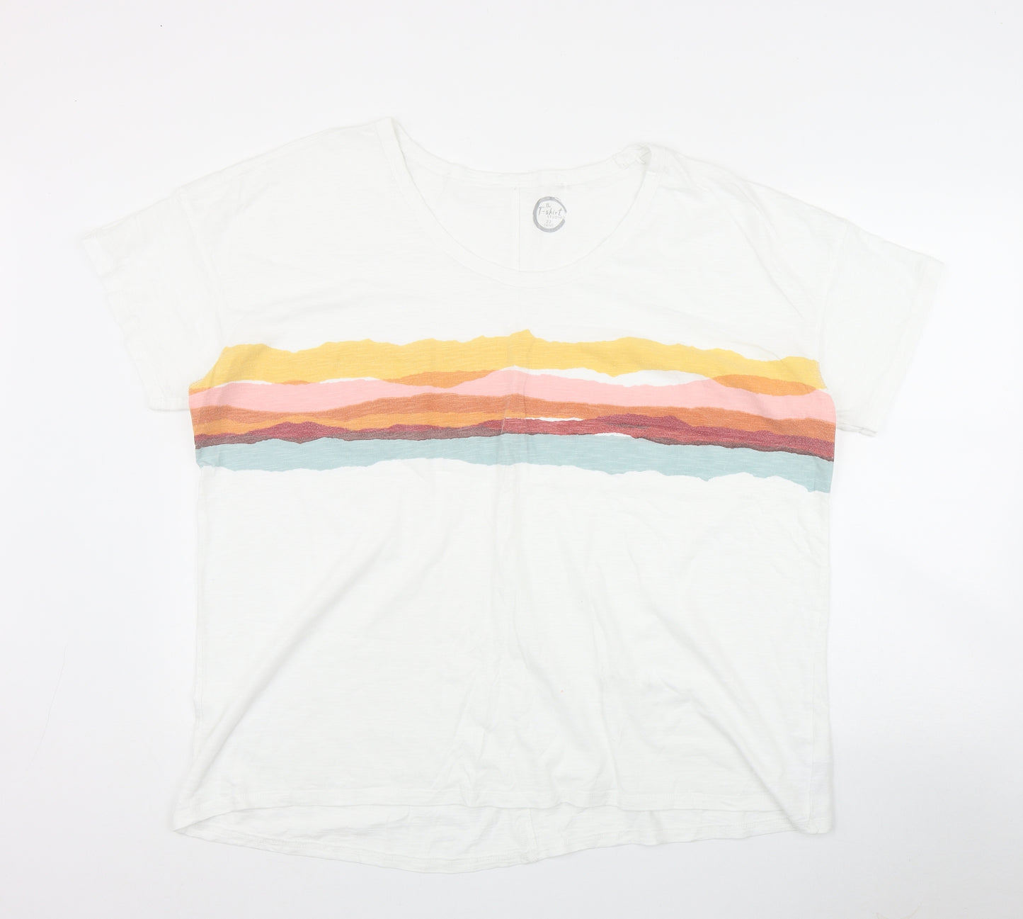 NEXT Womens White  Cotton Basic T-Shirt Size 22 Round Neck