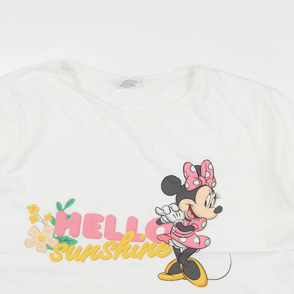TU Womens White  Cotton Basic T-Shirt Size 22 Round Neck - Minnie Mouse