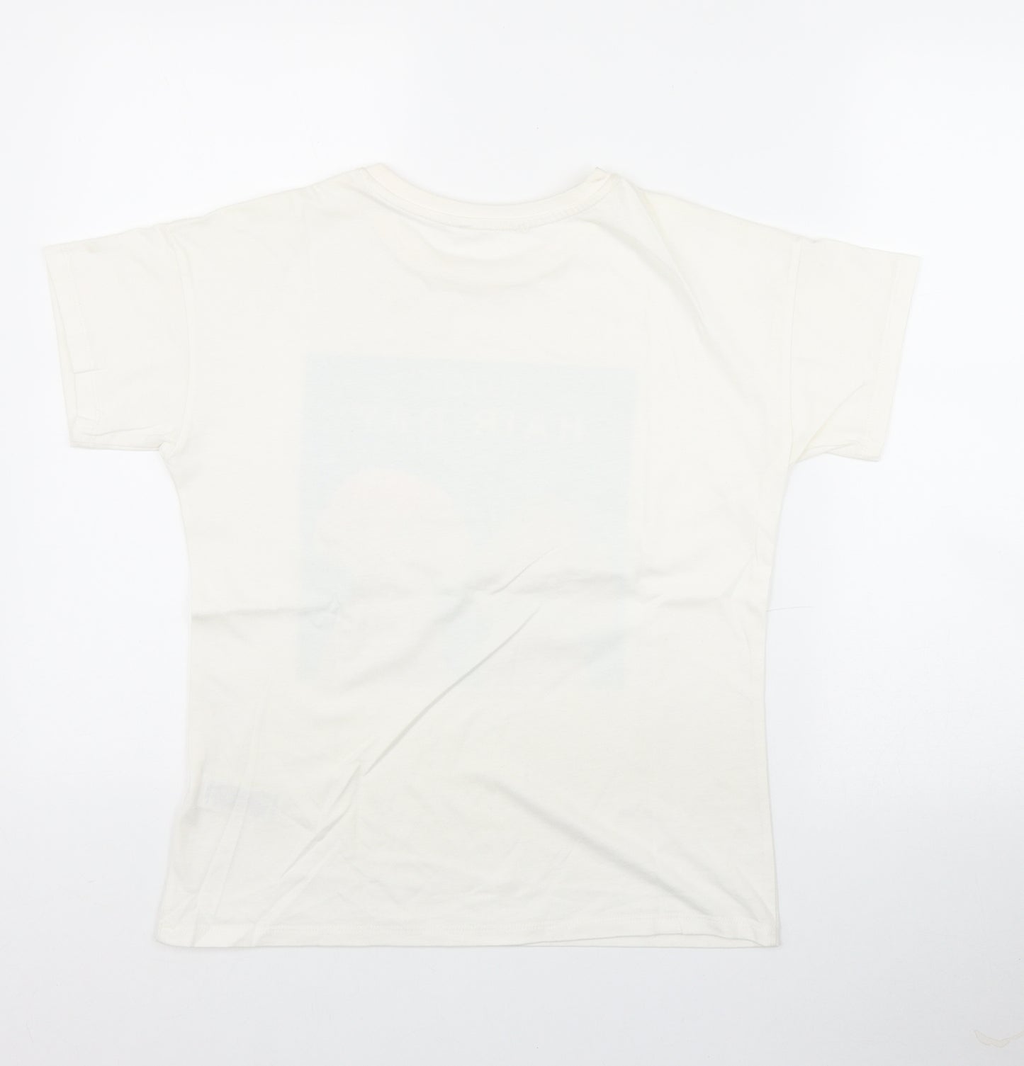 Marks and Spencer Girls White  Cotton Basic T-Shirt Size 12-13 Years Round Neck Pullover - Dog