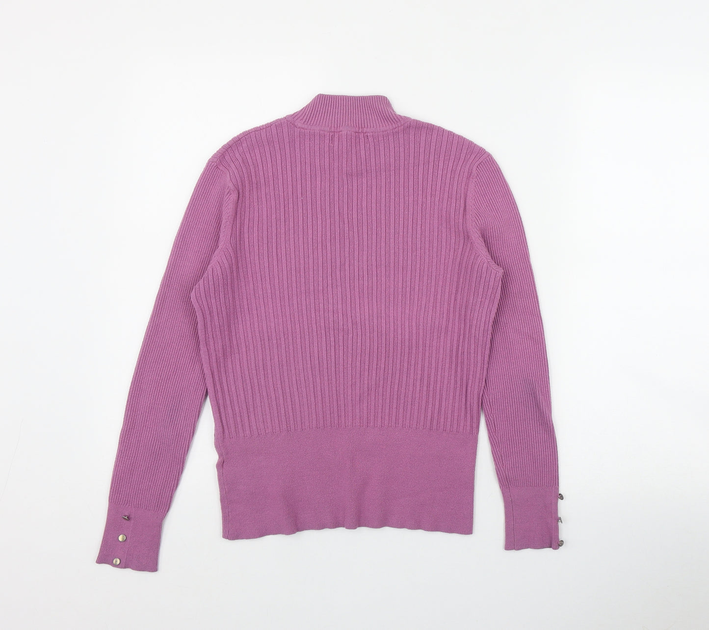 Marks and Spencer Womens Purple Mock Neck  Viscose Pullover Jumper Size 14
