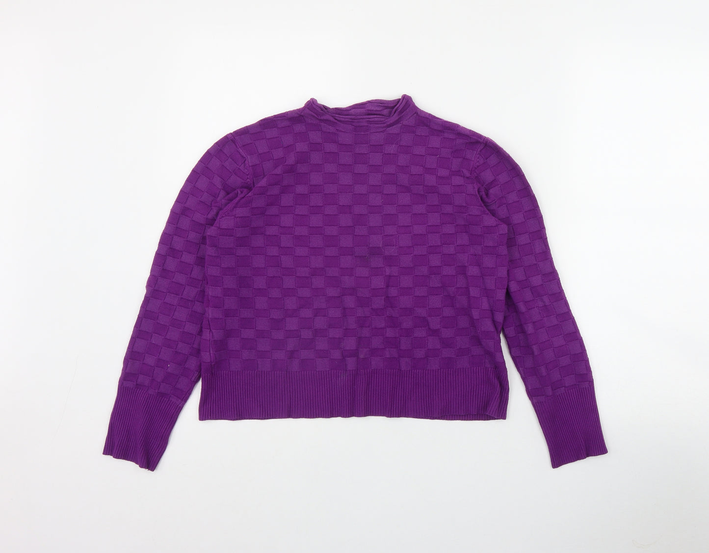 Warehouse Womens Purple Mock Neck  Viscose Pullover Jumper Size M