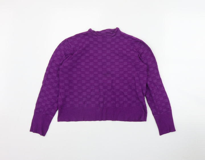 Warehouse Womens Purple Mock Neck Viscose Pullover Jumper Size M