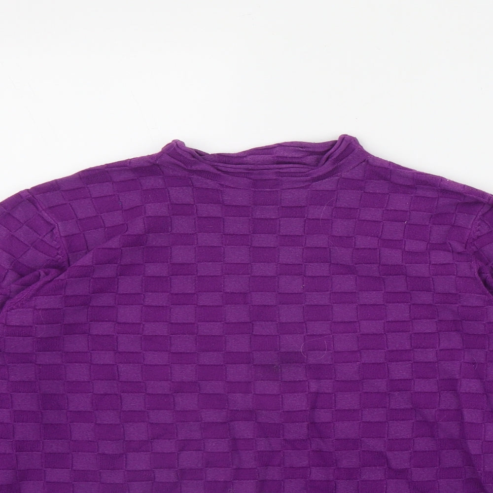 Warehouse Womens Purple Mock Neck  Viscose Pullover Jumper Size M