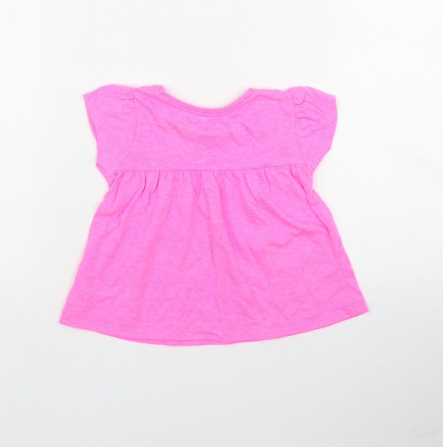 Dunnes Stores Girls Pink  Polyester Basic T-Shirt Size 12-18 Months Round Neck Pullover