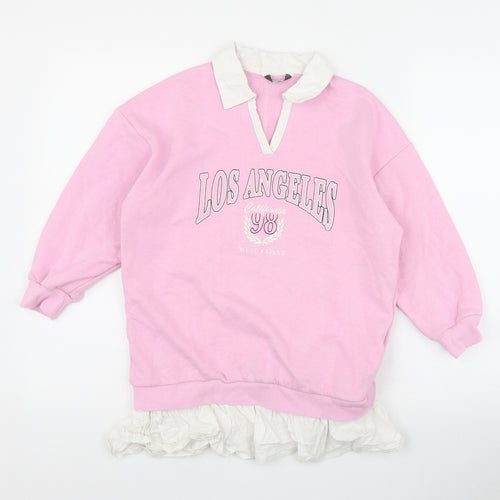 Primark Girls Pink  Cotton Pullover Sweatshirt Size 8-9 Years  Pullover