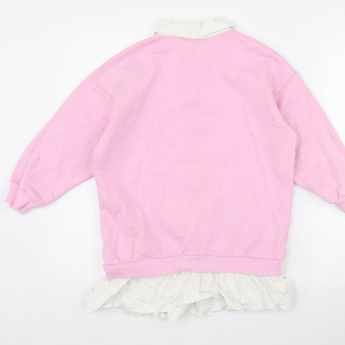 Primark Girls Pink  Cotton Pullover Sweatshirt Size 8-9 Years  Pullover