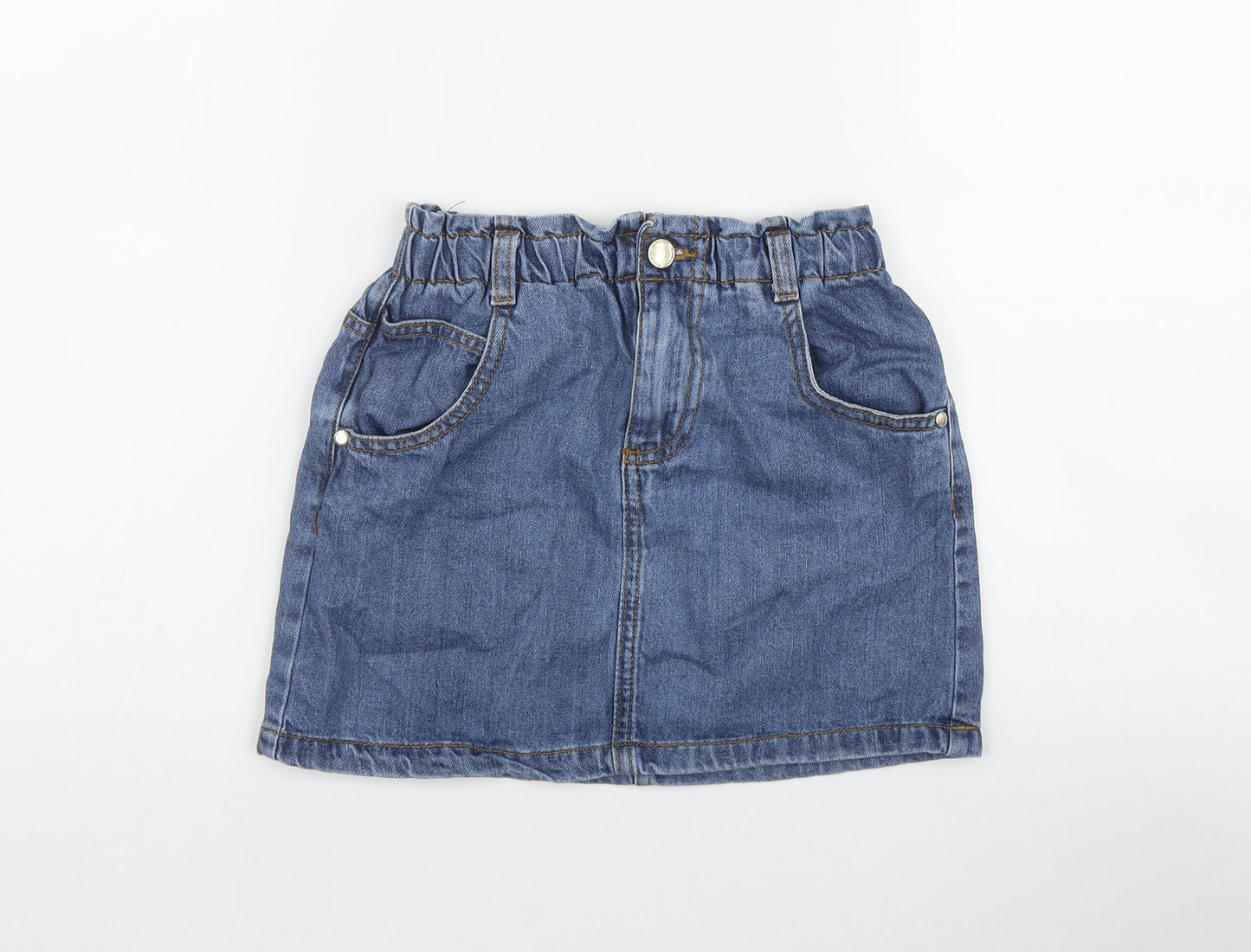 F&F Girls Blue  Cotton A-Line Skirt Size 8-9 Years  Regular Button