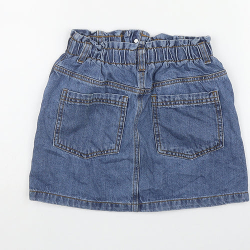 F&F Girls Blue  Cotton A-Line Skirt Size 8-9 Years  Regular Button