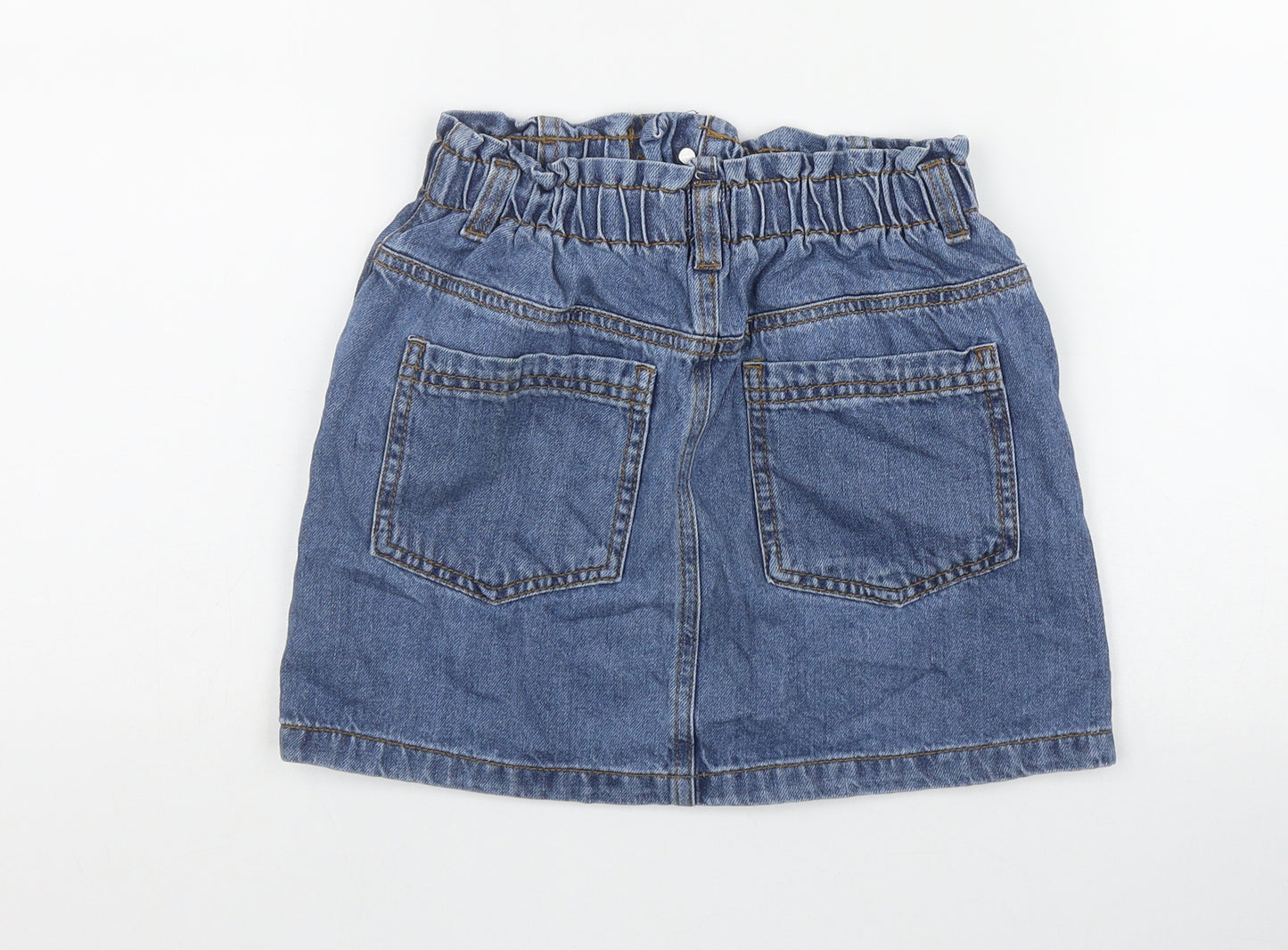 F&F Girls Blue  Cotton A-Line Skirt Size 8-9 Years  Regular Button