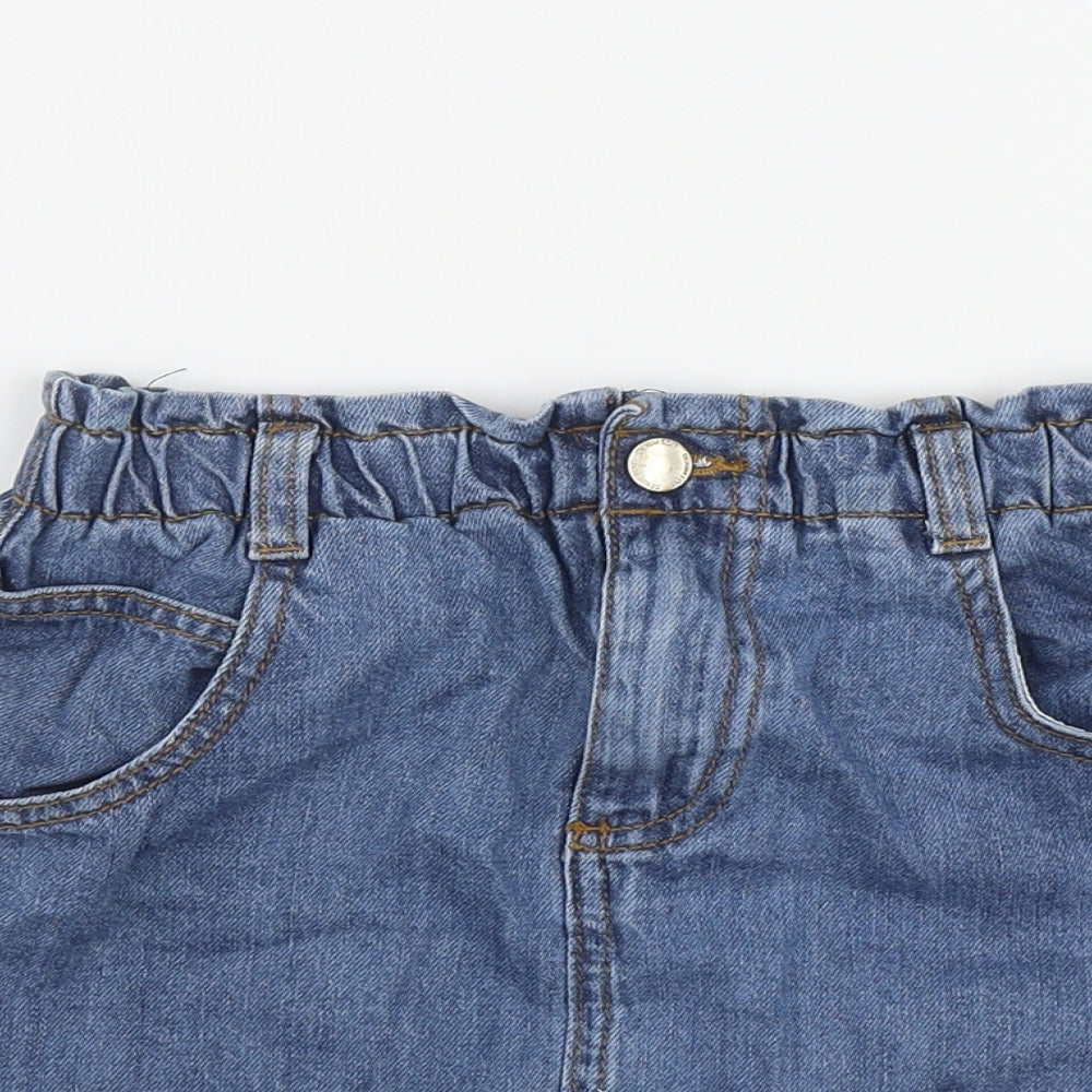 F&F Girls Blue  Cotton A-Line Skirt Size 8-9 Years  Regular Button