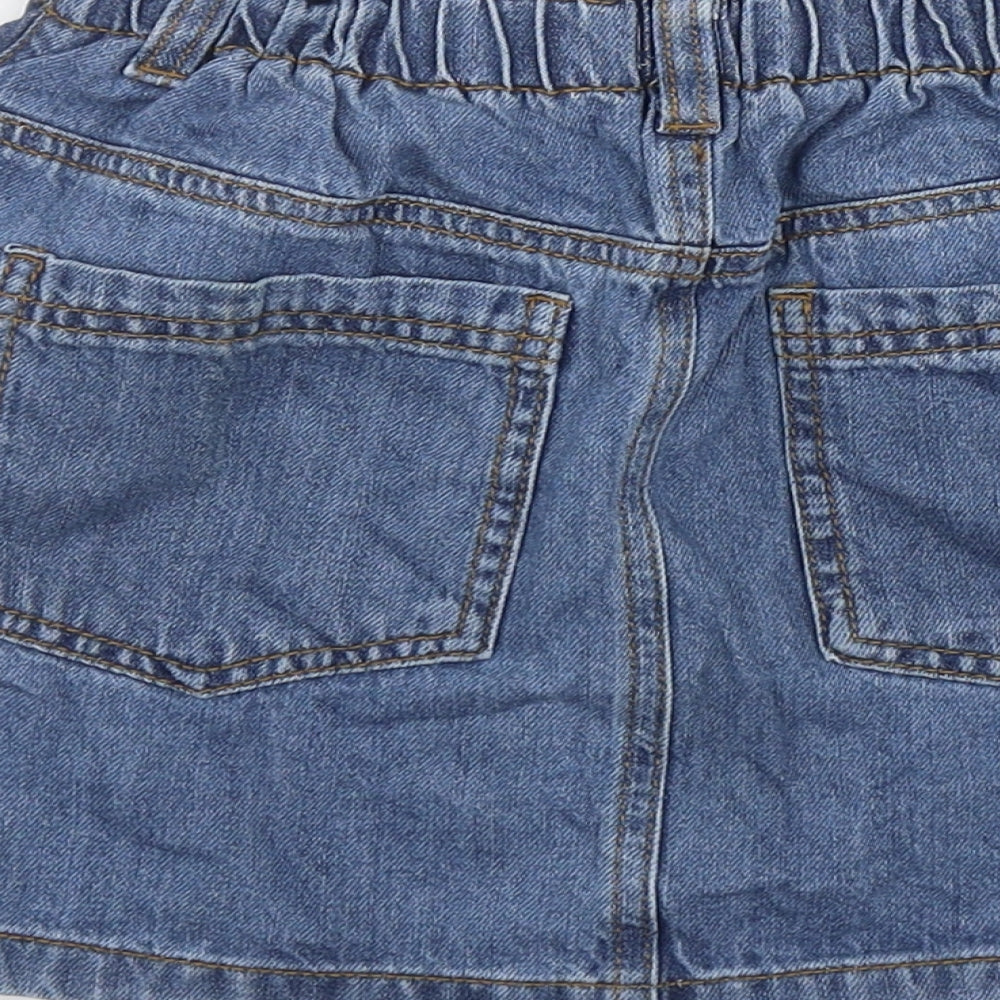 F&F Girls Blue  Cotton A-Line Skirt Size 8-9 Years  Regular Button