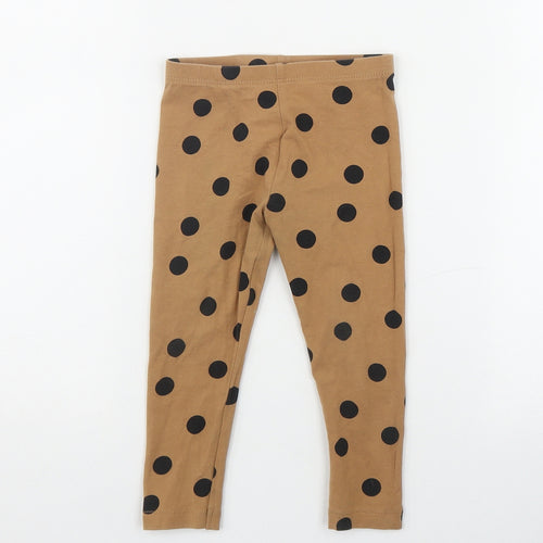 Dunnes Stores Girls Beige Polka Dot Cotton Jogger Leggings Size 18-24 Months  Pullover