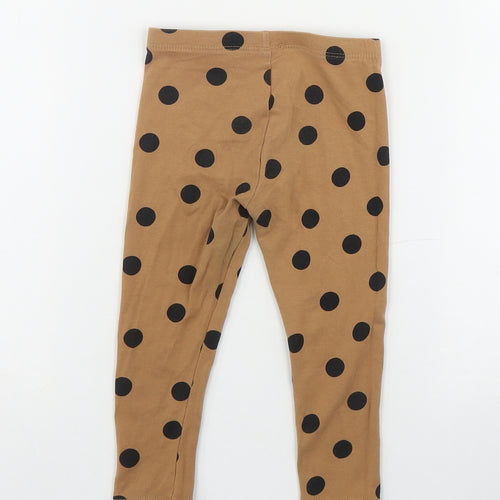 Dunnes Stores Girls Beige Polka Dot Cotton Jogger Leggings Size 18-24 Months  Pullover