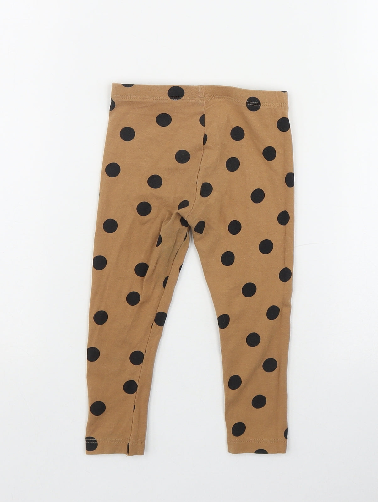 Dunnes Stores Girls Beige Polka Dot Cotton Jogger Leggings Size 18-24 Months  Pullover