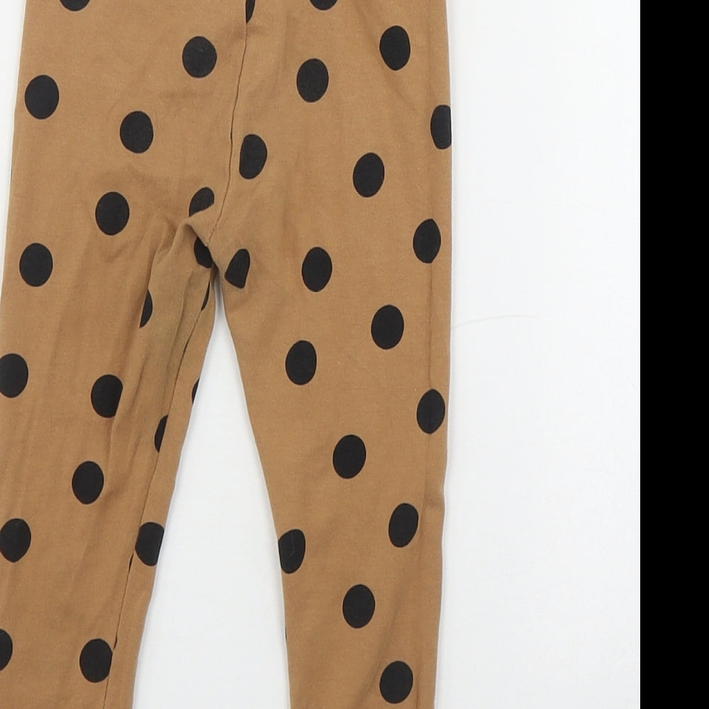 Dunnes Stores Girls Beige Polka Dot Cotton Jogger Leggings Size 18-24 Months  Pullover