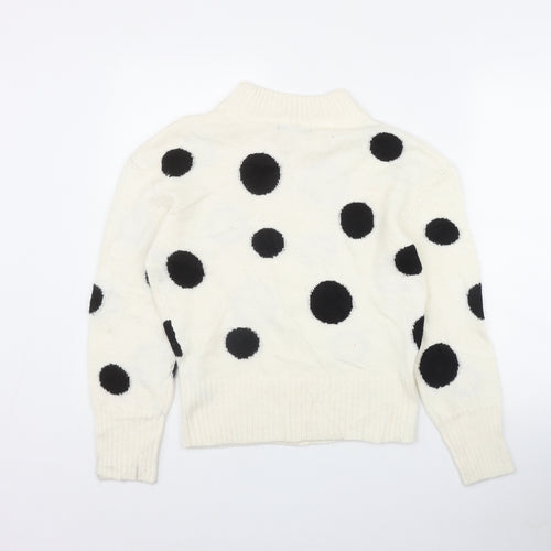 Marks and Spencer Womens Ivory Round Neck Polka Dot Acrylic Pullover Jumper Size XS