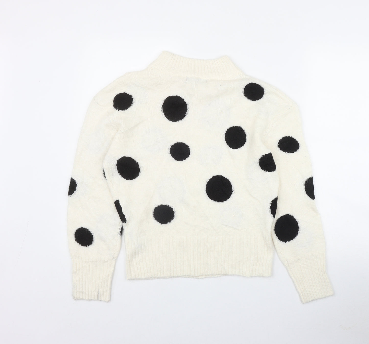 Marks and Spencer Womens Ivory Round Neck Polka Dot Acrylic Pullover Jumper Size XS