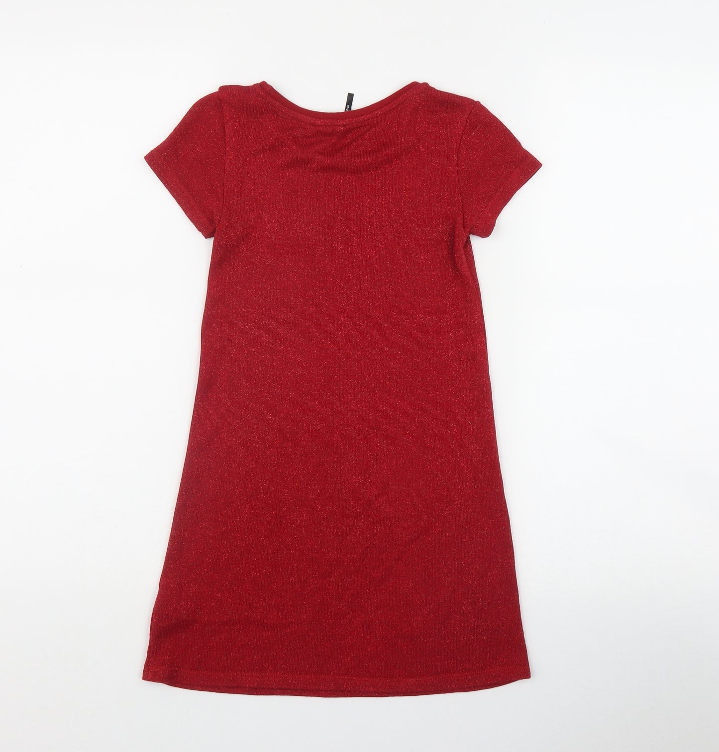 NEXT Girls Red  Viscose Jumper Dress  Size 6 Years  Round Neck Pullover