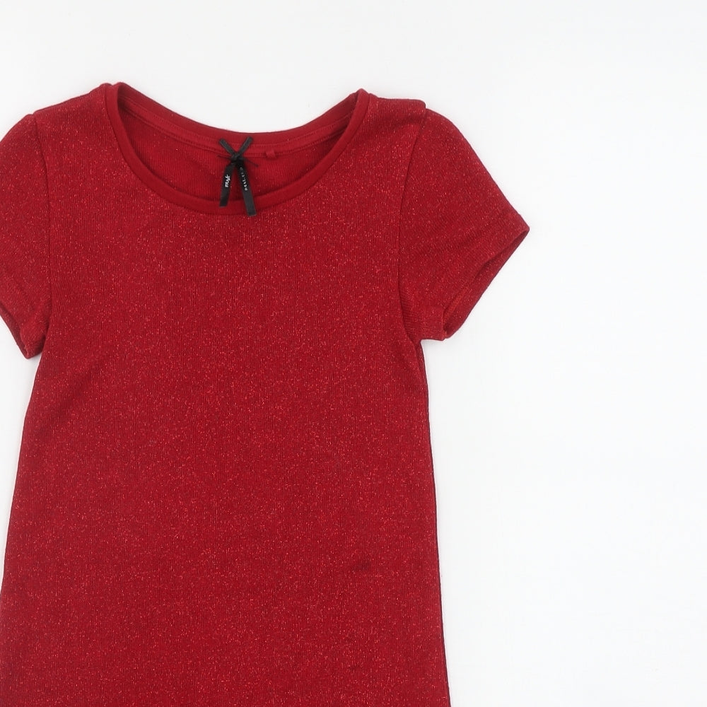 NEXT Girls Red  Viscose Jumper Dress  Size 6 Years  Round Neck Pullover