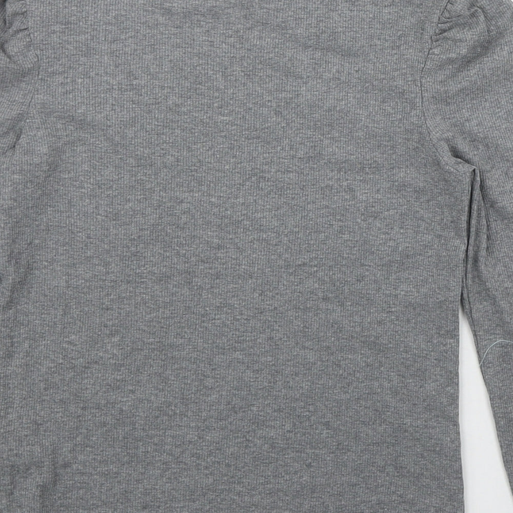 F&F Girls Grey  Cotton Basic T-Shirt Size 9-10 Years Round Neck Pullover