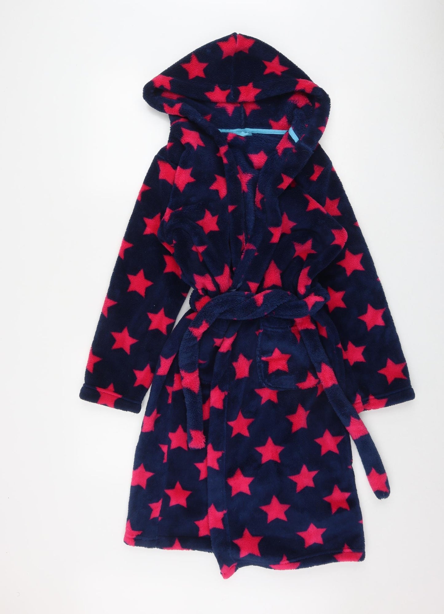 Marks and Spencer Girls Blue Polka Dot Polyester Top Robe Size 11-12 Years  Tie - Star print