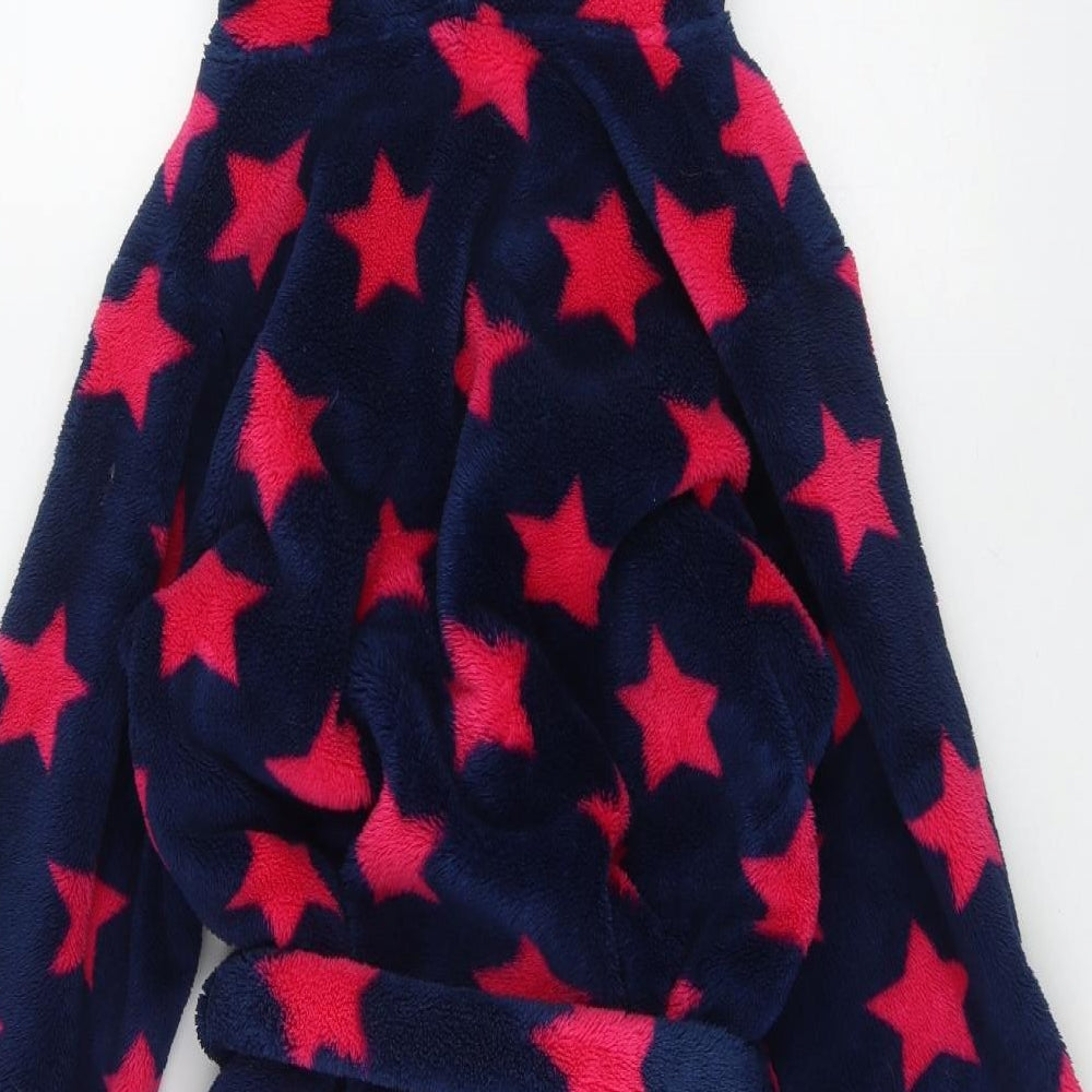 Marks and Spencer Girls Blue Polka Dot Polyester Top Robe Size 11-12 Years  Tie - Star print