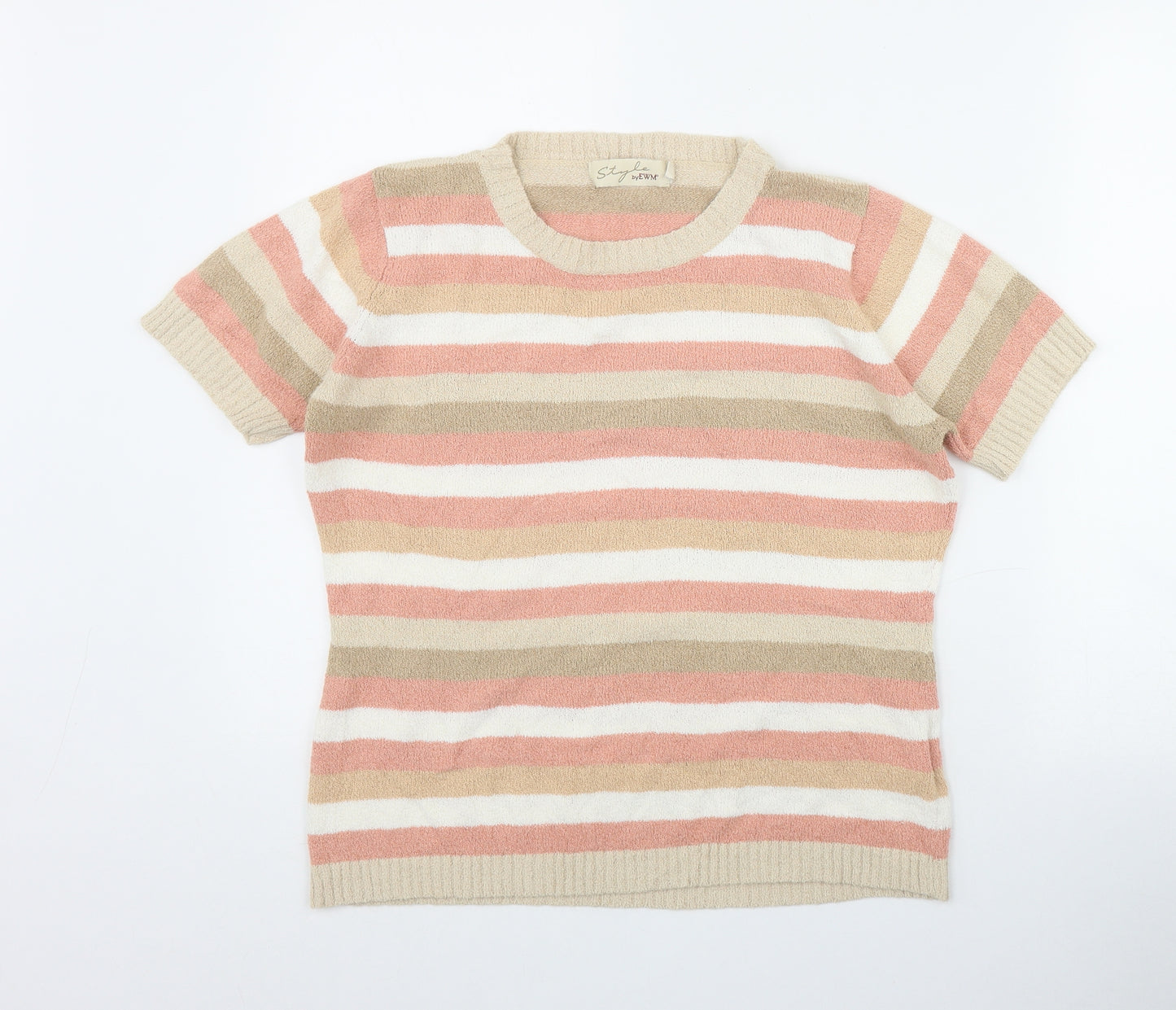 Edinburgh Woolen Mill  Womens Multicoloured Round Neck Striped Acrylic Pullover Jumper Size 14