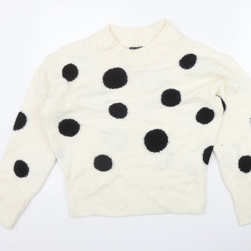 Marks and Spencer Womens Ivory Round Neck Polka Dot Acrylic Pullover Jumper Size S