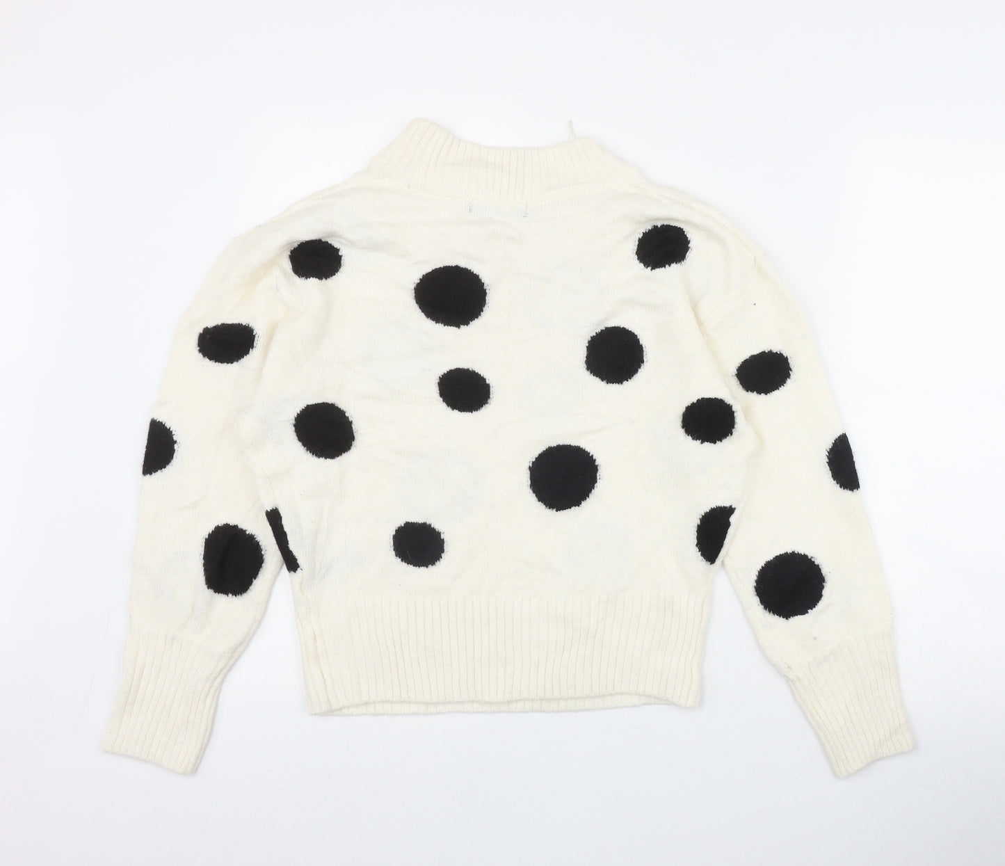 Marks and Spencer Womens Ivory Round Neck Polka Dot Acrylic Pullover Jumper Size S