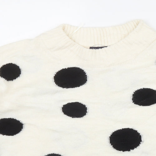 Marks and Spencer Womens Ivory Round Neck Polka Dot Acrylic Pullover Jumper Size S