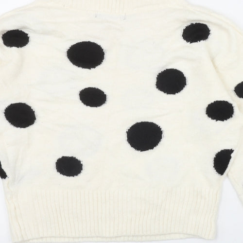Marks and Spencer Womens Ivory Round Neck Polka Dot Acrylic Pullover Jumper Size S