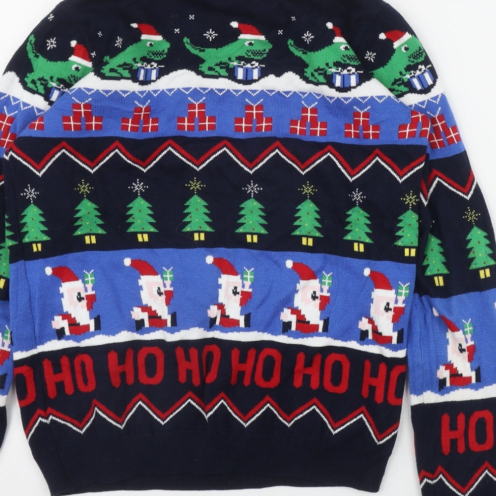 NEXT Boys Multicoloured Round Neck Fair Isle Cotton Pullover Jumper Size 12 Years  Pullover - Christmas