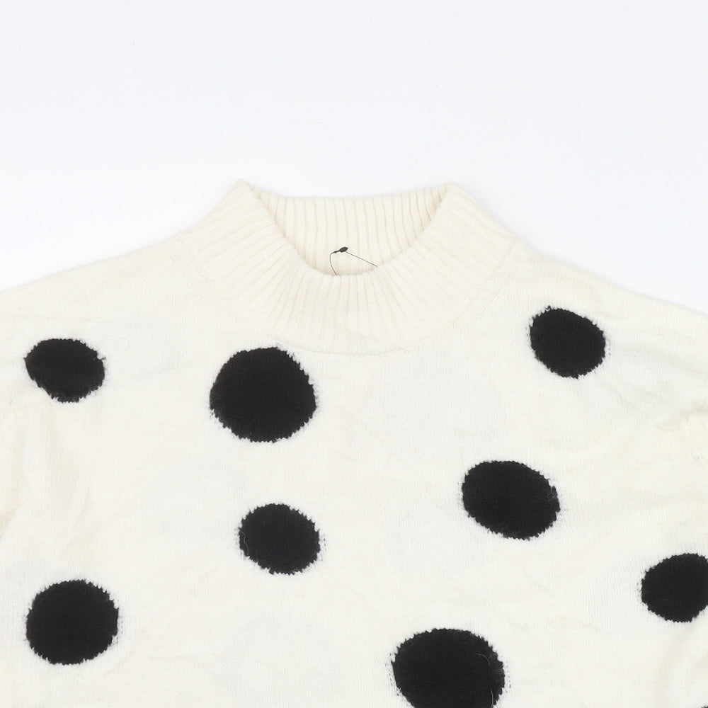 Marks and Spencer Womens Ivory Round Neck Polka Dot Acrylic Pullover Jumper Size S