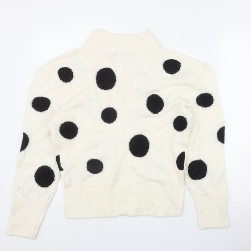 Marks and Spencer Womens Ivory Round Neck Polka Dot Acrylic Pullover Jumper Size XS