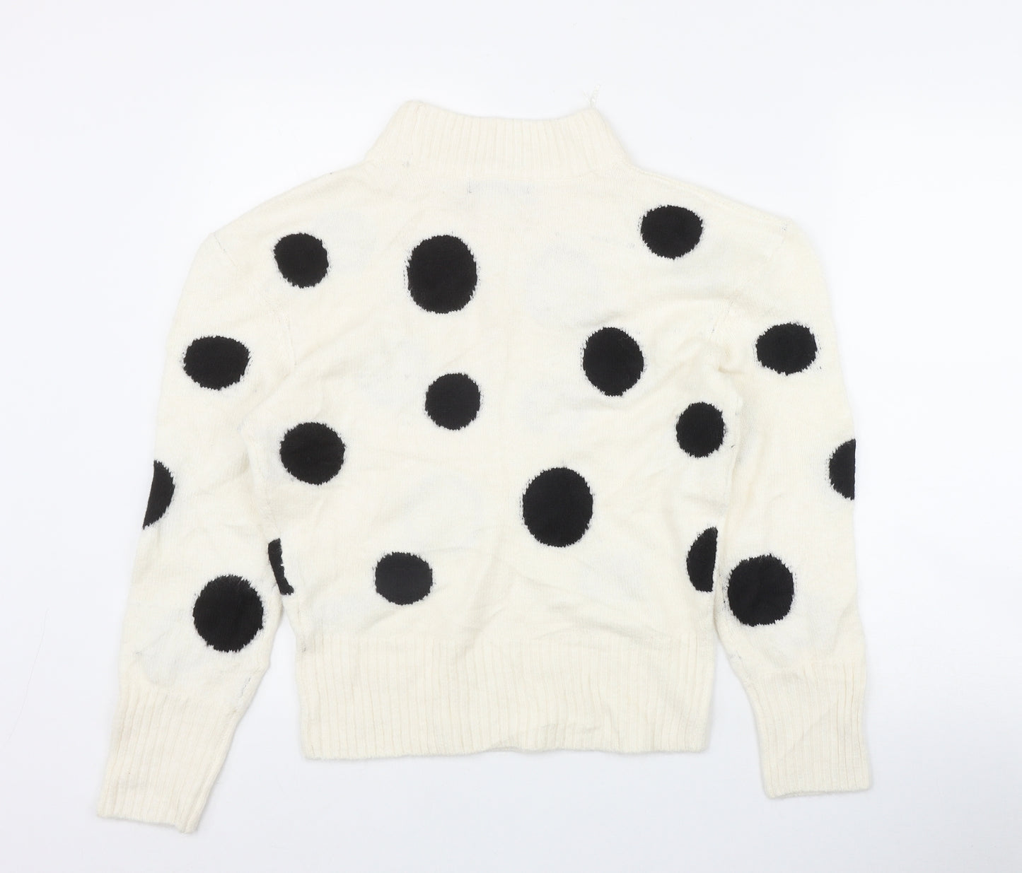 Marks and Spencer Womens Ivory Round Neck Polka Dot Acrylic Pullover Jumper Size XS