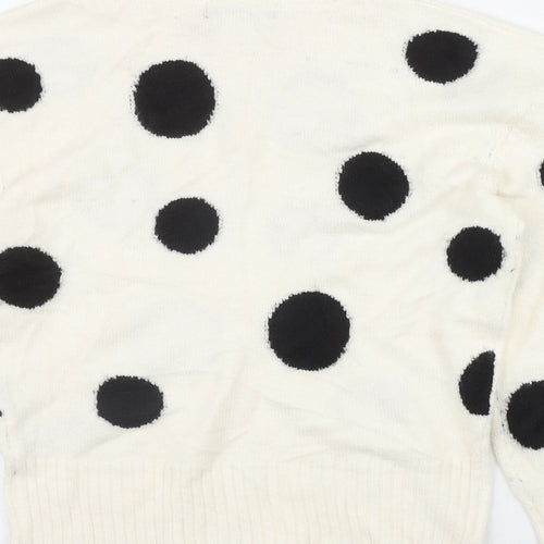 Marks and Spencer Womens Ivory Round Neck Polka Dot Acrylic Pullover Jumper Size XS
