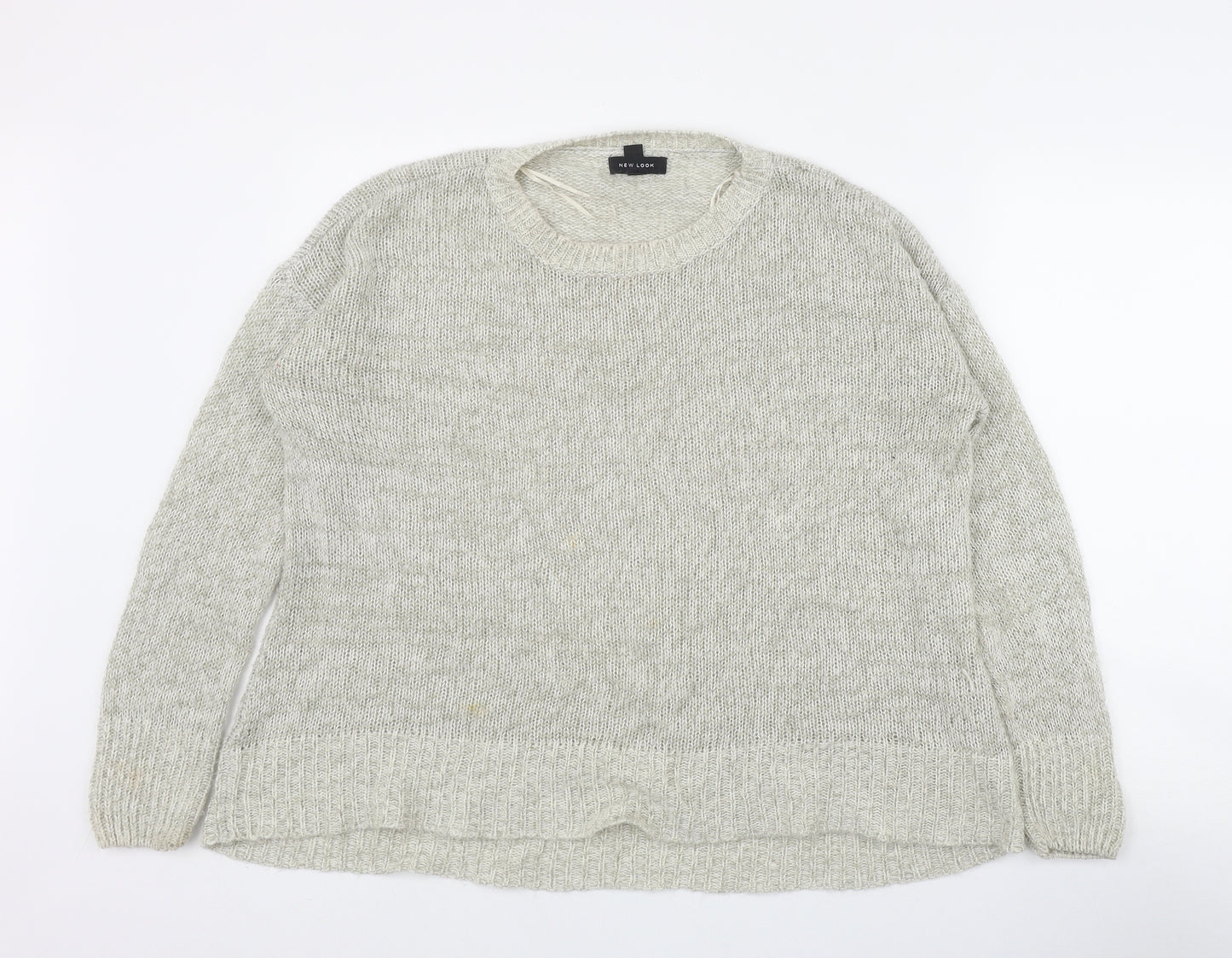 New Look Womens Grey Round Neck  Acrylic Pullover Jumper Size M