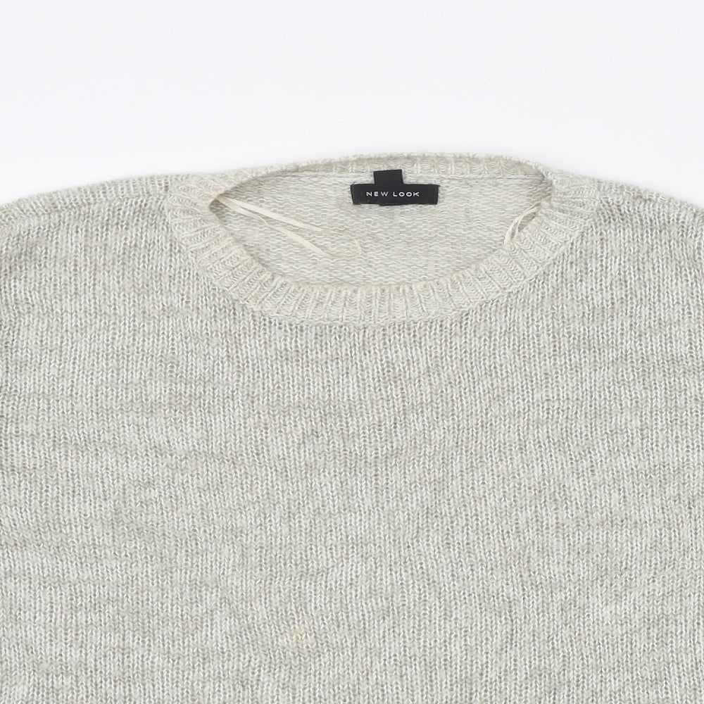New Look Womens Grey Round Neck  Acrylic Pullover Jumper Size M