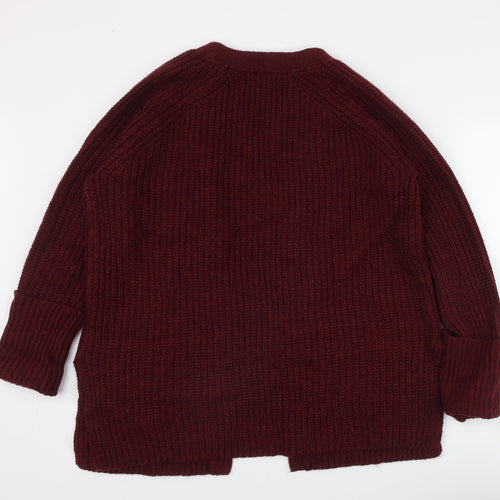 Marks and Spencer Womens Red V-Neck  Wool Cardigan Jumper Size M