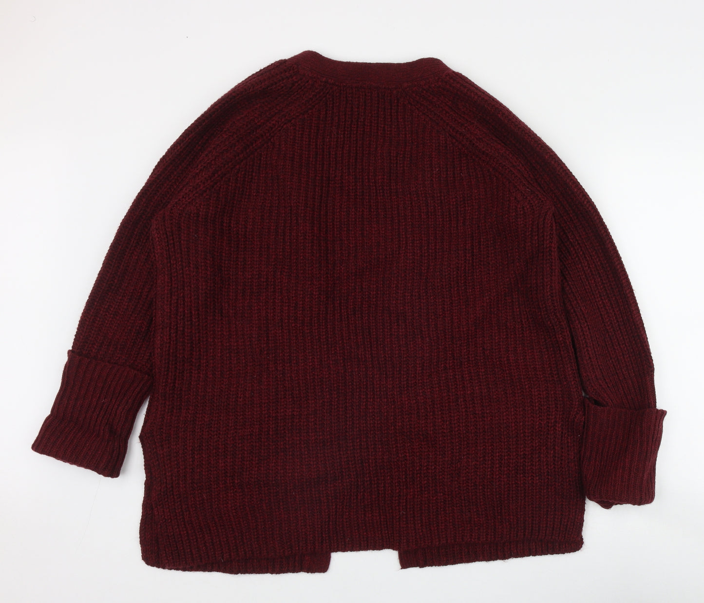 Marks and Spencer Womens Red V-Neck  Wool Cardigan Jumper Size M