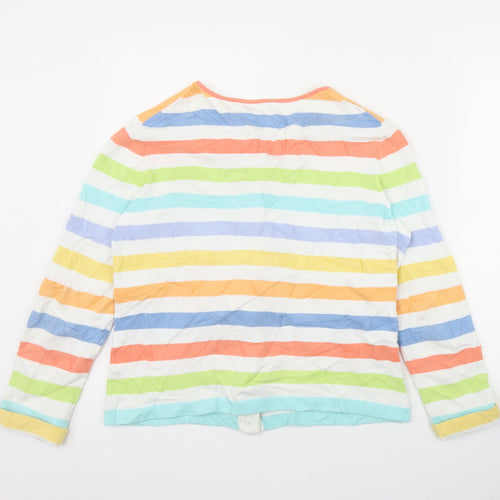 Orvis Womens Multicoloured Round Neck Striped Cotton Cardigan Jumper Size M