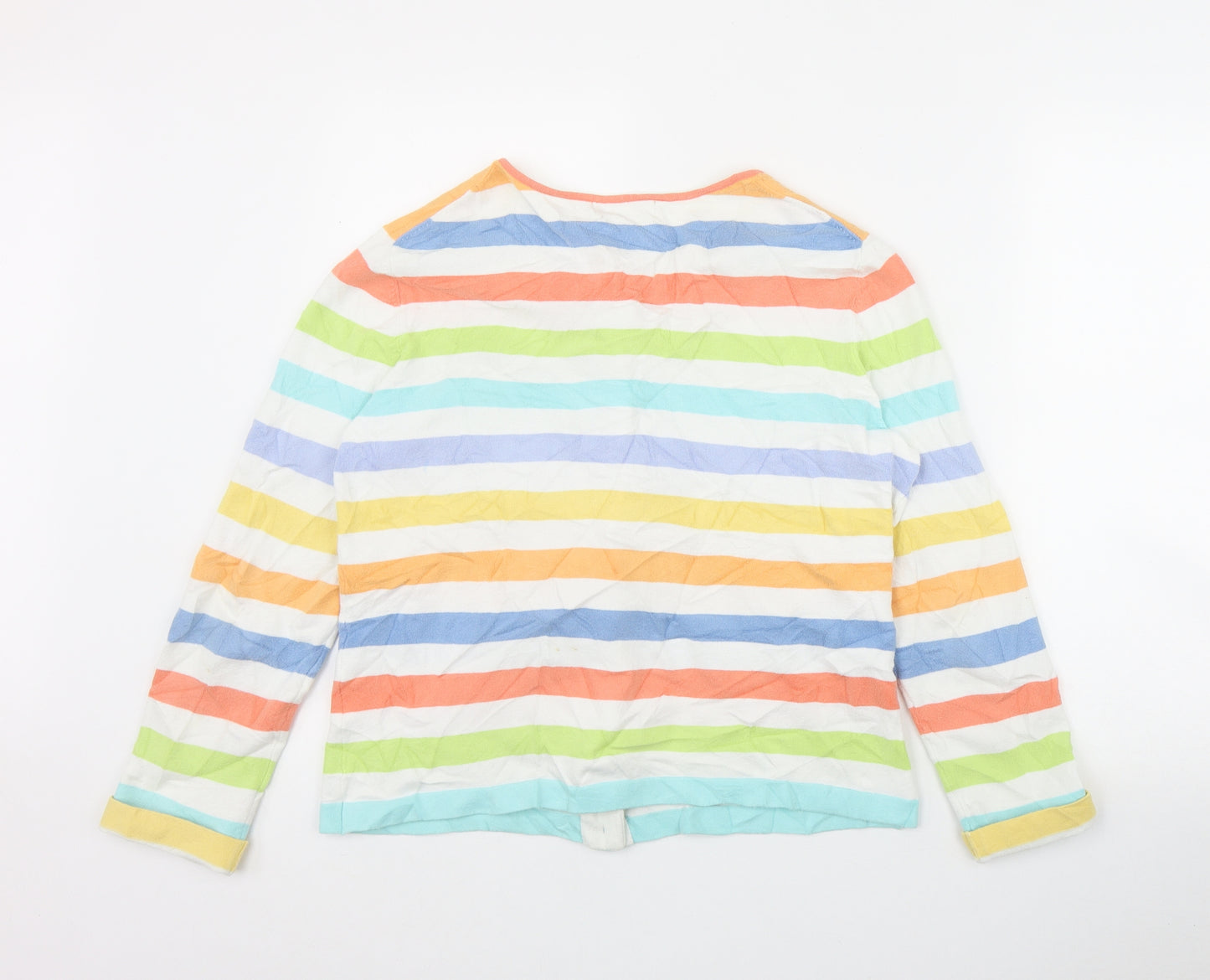 Orvis Womens Multicoloured Round Neck Striped Cotton Cardigan Jumper Size M