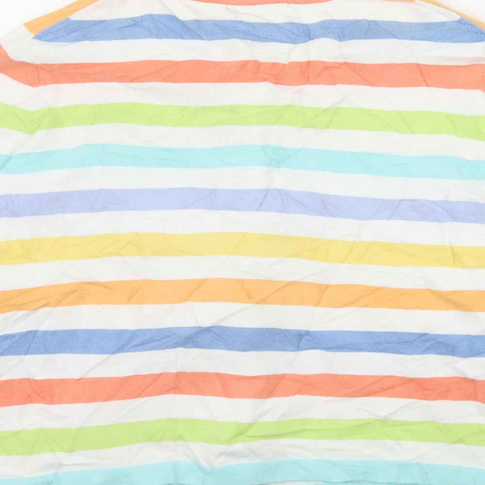 Orvis Womens Multicoloured Round Neck Striped Cotton Cardigan Jumper Size M