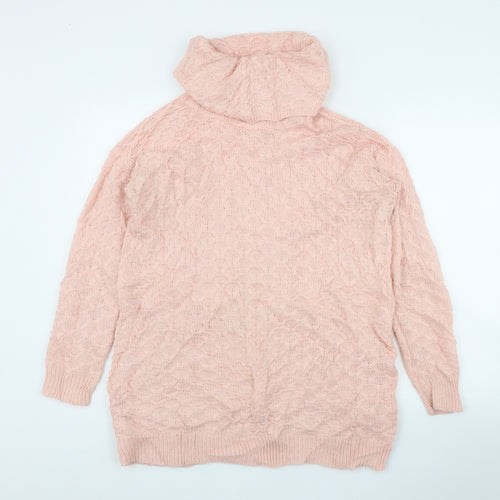 H&M Womens Pink Roll Neck  Acrylic Pullover Jumper Size XS